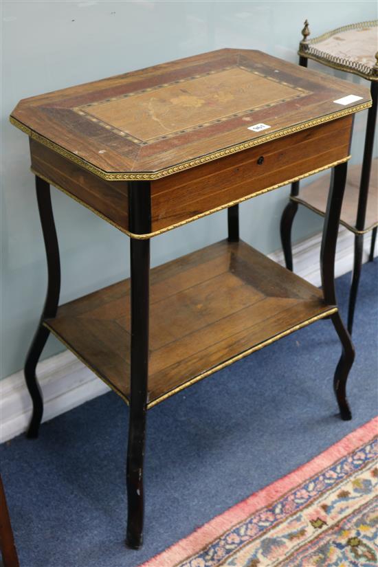 A French inlaid rosewood work table